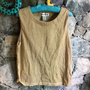 BOB MACKIE vintage metallic gold Sparkle Tank Top Blouse Medium